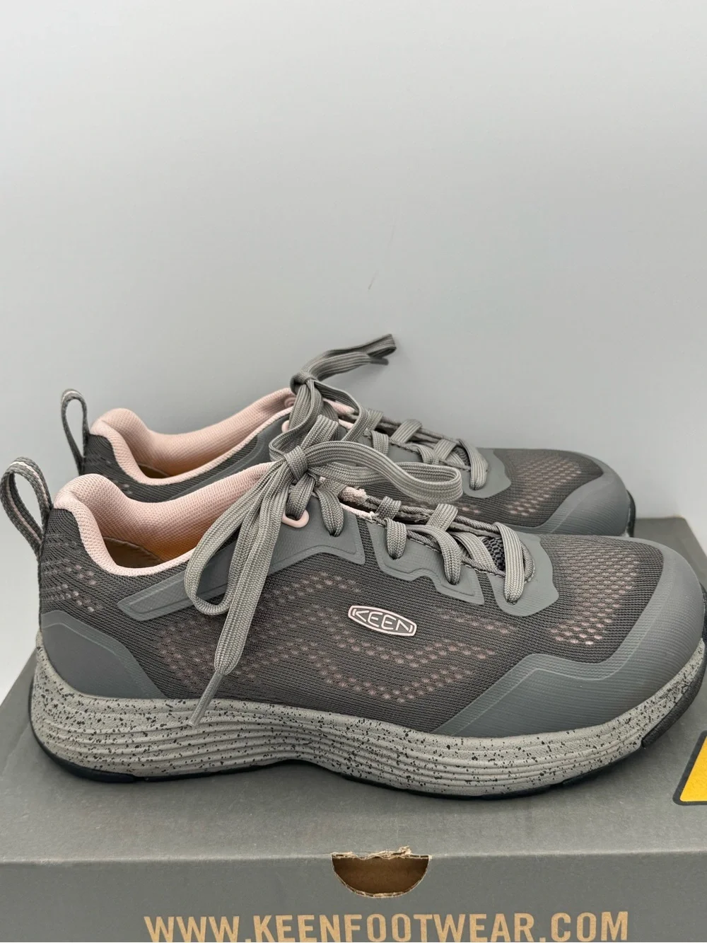 Keen Utility Sparta II Women’s Aluminum Toe Work Shoes- Steel Grey/Peach Whip